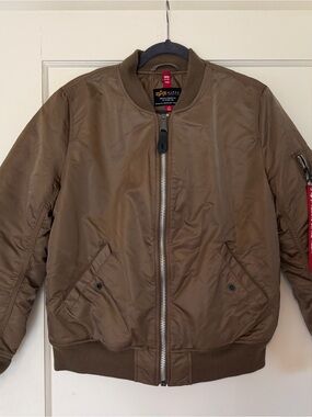 Alpha Industries Green Brown MA-1 Flight Bomber Jacket